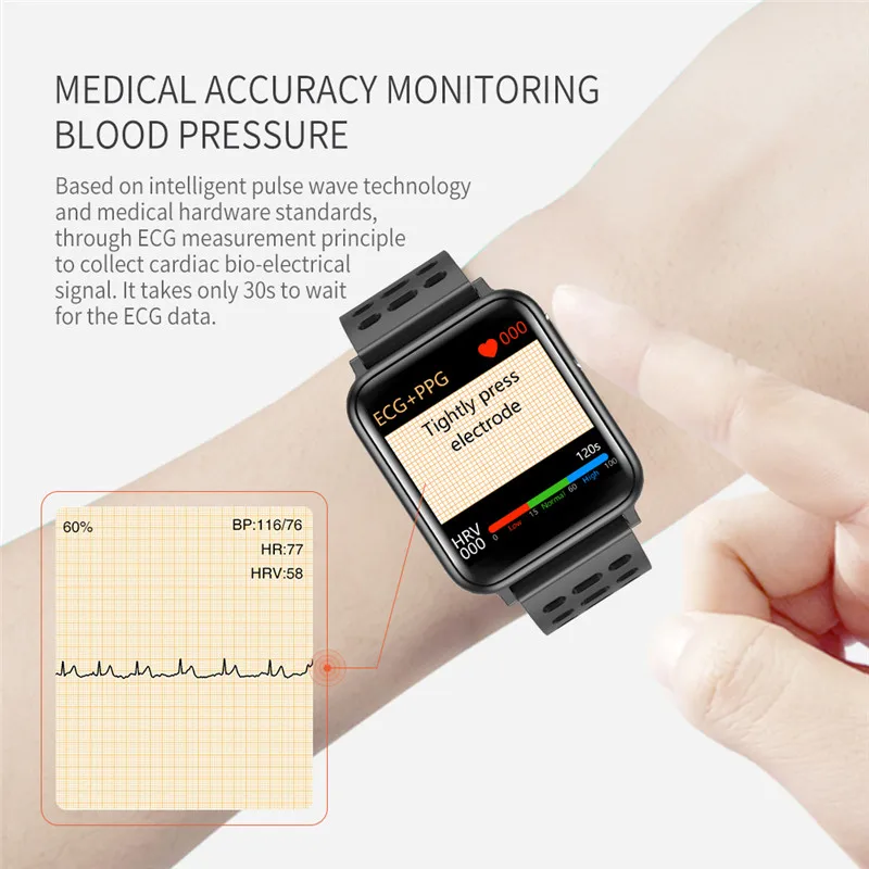 V5 Verslo Smart Watch Vyrų EKG PPG su Elektrokardiograma Ekranas Širdies ritmas, Kraujo Spaudimo Monitorius Smartwatch Fitness Tracker