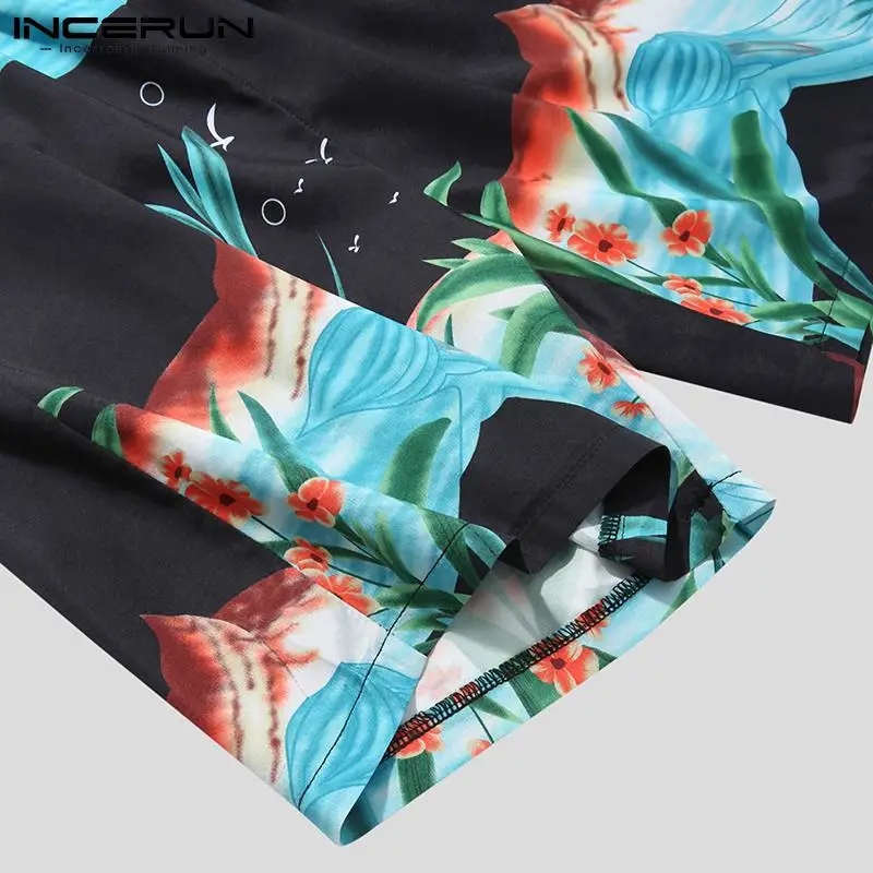 2021 Mados Vyrų Havajų Rinkiniai Spausdinimo Atvartas Trumpas Rankovės Marškinėliai Paplūdimio Šortai Streetwear Atostogų Atsitiktinis Vyrų Kostiumai, S-3XL INCERUN