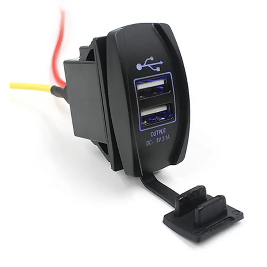 1Pc 12-24V 3.1 Dual USB Lizdas, Įkroviklis Transporto priemonės Maitinimo Adapteris raudonos, Mėlynos ir Žalios LED Didmeninės automobilių led jungiklis karšto pardavimo