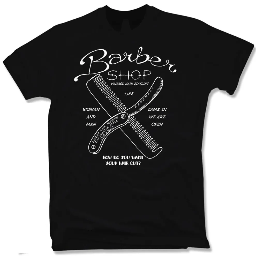 T-Shirt-Kirpykla Vintage Retro Oldschool Barzda, Ūsai S M L Xl Xxl Unisex Vyrai Moterys Tee Marškinėliai
