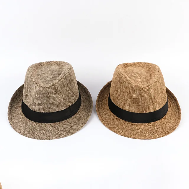 Vyriški Fedoras Džiazo Medvilnės ir Lino Grynas Skrybėlę Tėtis Skrybėlę Imitacija Kanapių Saulės Skydas nuo Saulės Hat, White Hat Vestuvių Fedoras