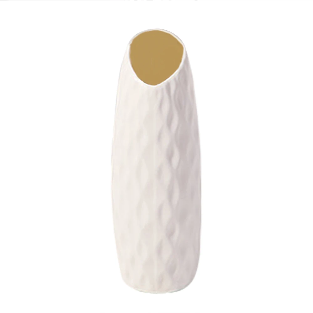 Namo Plastikinė Vaza Baltos Spalvos Imitacija Keramikos Vazonas Gėlių Krepšelis Gėlių Vaza Apdailos Šiaurės Apdaila, Vazos Gėlėms