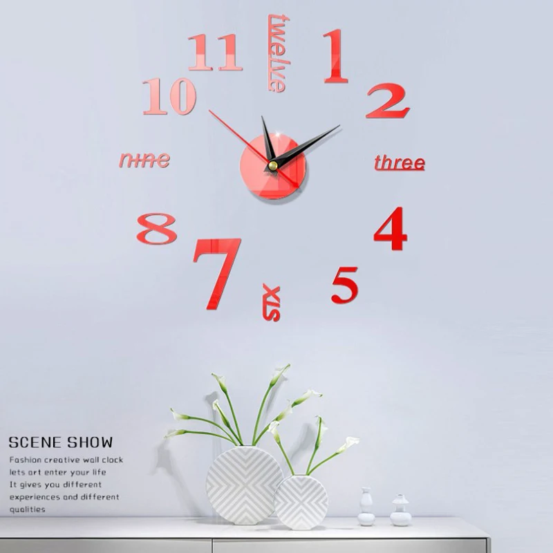 Kūrybos Continental Sieninis Laikrodis Namie Diy3D trimatis Dekoratyvinių Laikrodis Akrilo Skaitmeninės Veidrodinės Sienos Lipdukas Stalo Laikrodis