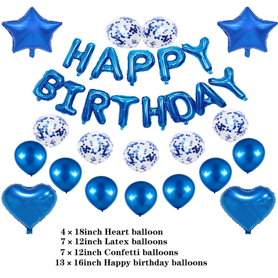 31 stcke blau, vadovauja Latekso Kolbų Nustatyti Šalies mit Konfetti Kinder Trumpas Kolbų Geburtstag Pastell Farbe Luftballons Vestuvių Dekoration