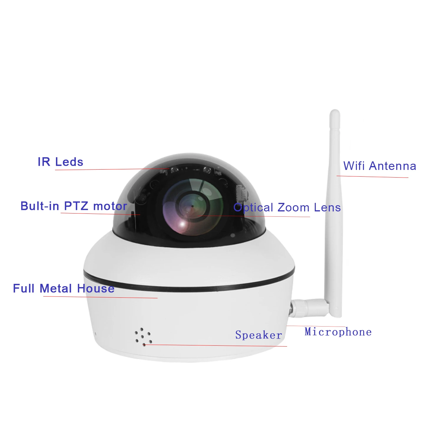 H. 265 5MP Žvaigždės Lauko Belaidės Mini PTZ POE Dome IP Tinklo Kamera, Wifi Stebėjimo Sistemos, Metalo Namas Sony IMX335 RTSP