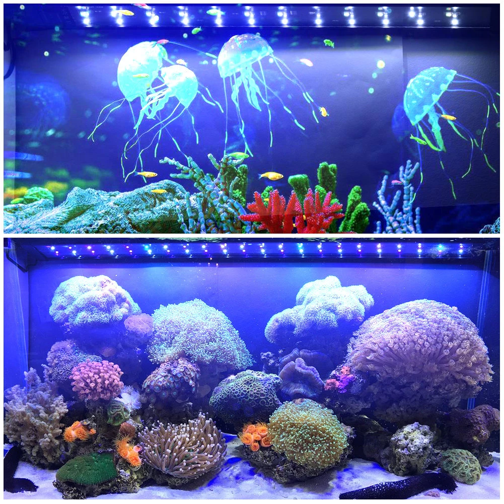 Akvariumas LED Šviesos Super Slim Žuvų Bakas Vandens Augalų Auga Apšvietimo Vandeniui Šviesus Įrašą Mėlyna LED Lempos 18-75cm Augalų 260v