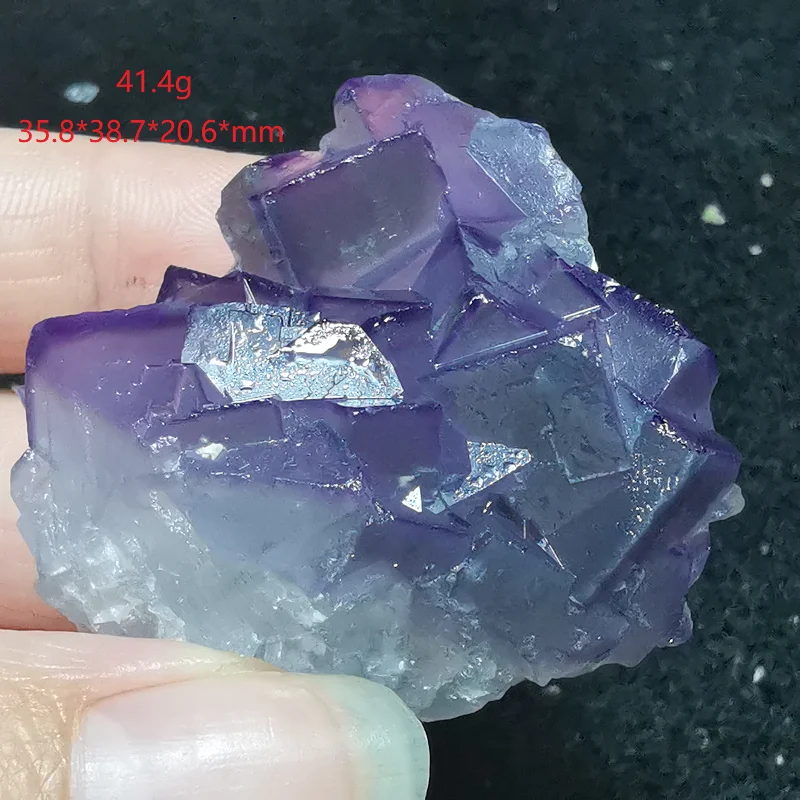 51.4 gNatural violetinė Fluorito Kristalas mineralinės akmens apdailos žiedas venų gydymo geologinių mokymo pavyzdys apdaila