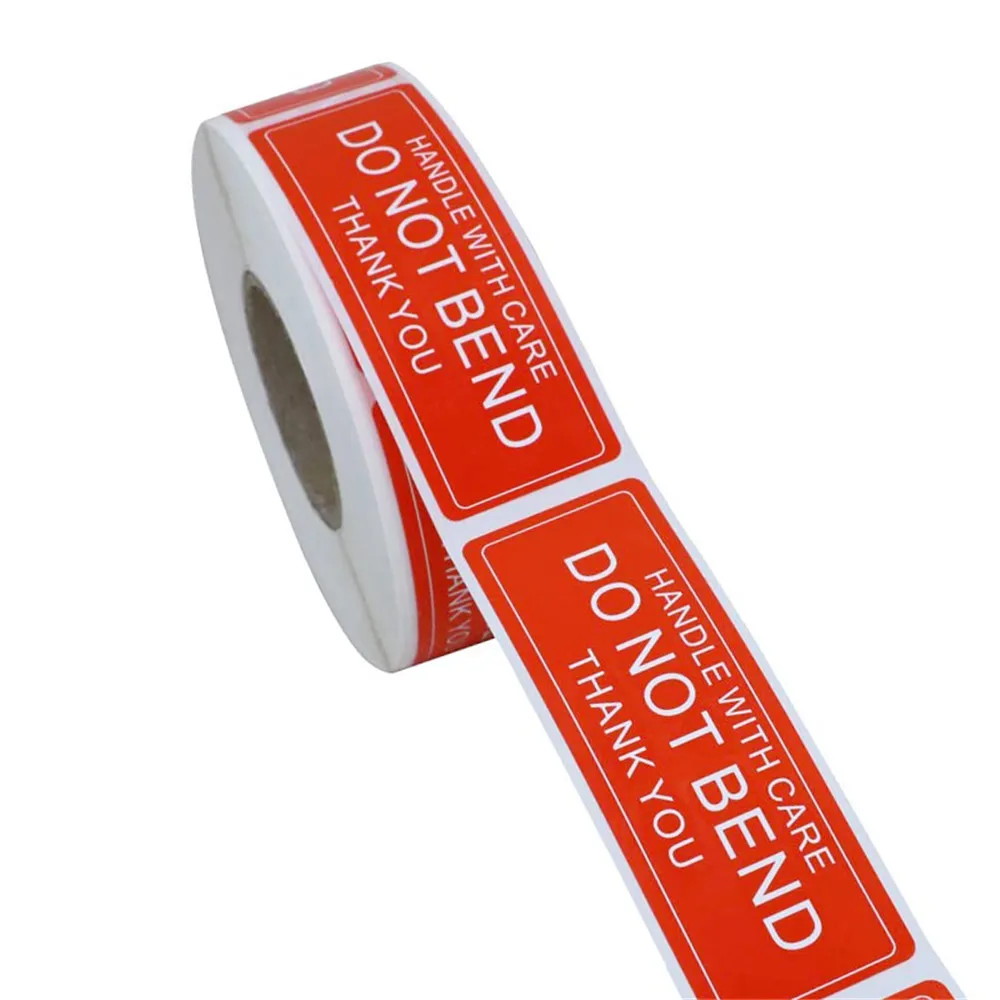 500pcs/roll Raudonos spalvos Įspėjamasis Lipdukas Silpnos Elgtis Atsargiai Nelankstykite 2.5x7.5cm Transporto Pakuotės Primena, Etiketės