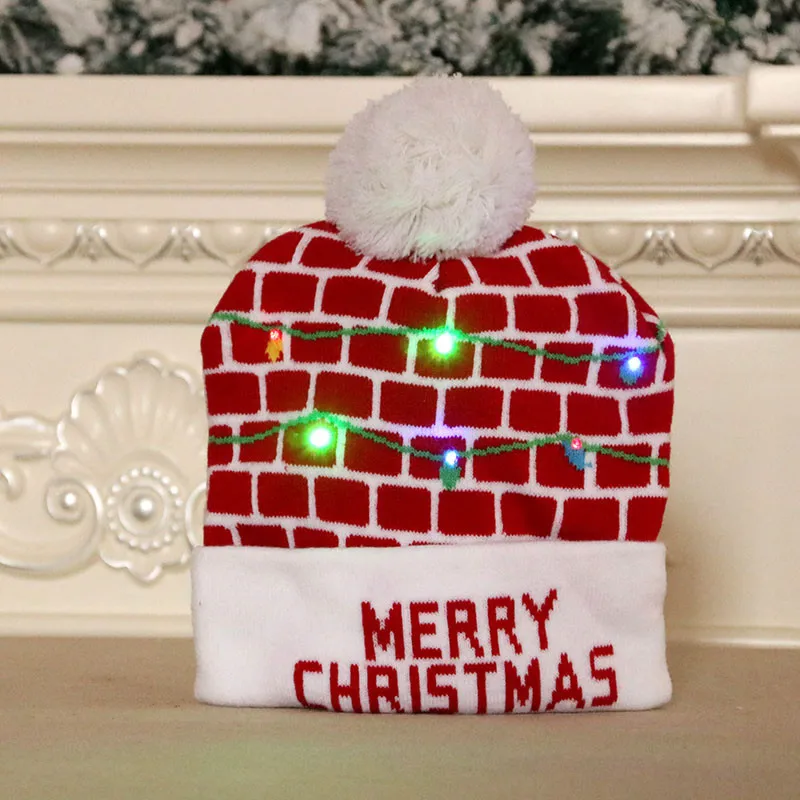 2021 Naujųjų Metų LED Megzti Kalėdų Skrybėlę Kepuraitė Šviesos Apšviesti Šilta Kepurės Vaikams, Suaugusiems Naujųjų Metų Kalėdinė Dekoracija