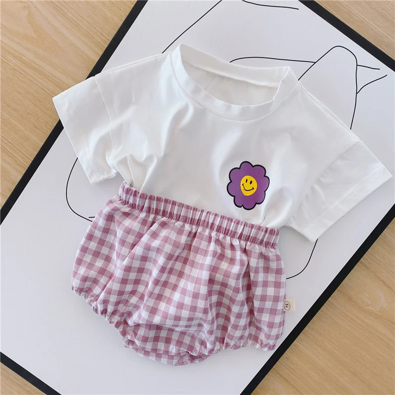 2021 Naujas vasaros kūdikių, mergaičių, berniukų drabužiai nustatyti medvilnės Veiduką trumpas rankovės marškinėliai ir laisvi šortai bamblys kostiumai vaikams