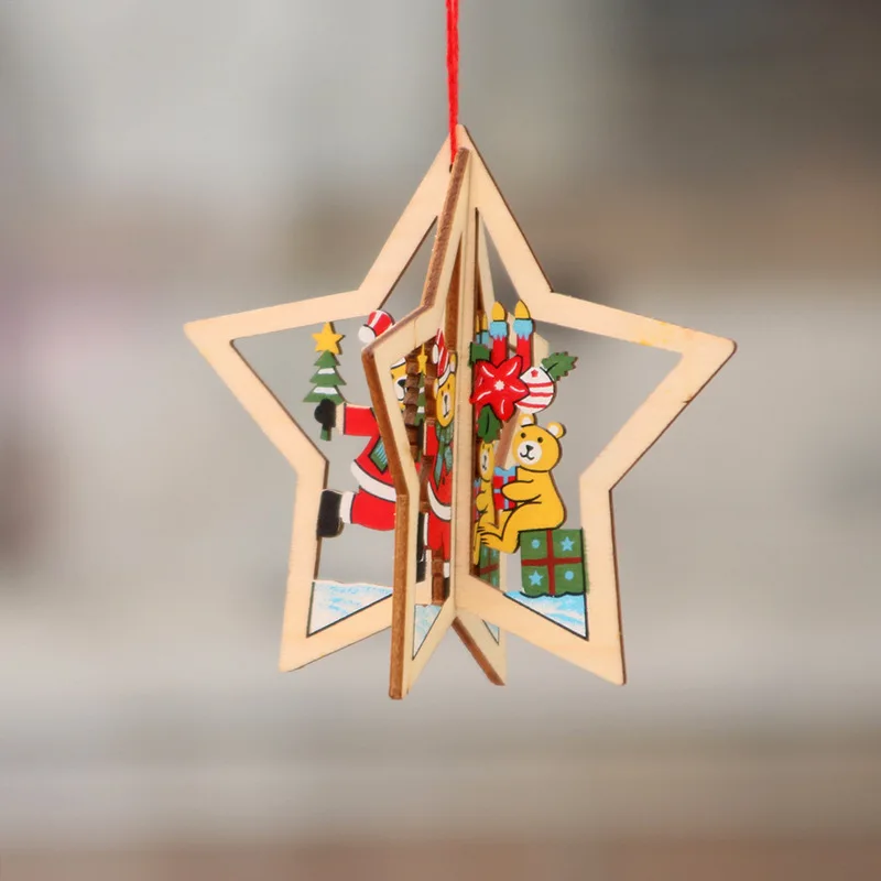 1pc Kalėdų Medinis Pakabas, Papuošalai Kalėdų Medžio Dekoro 