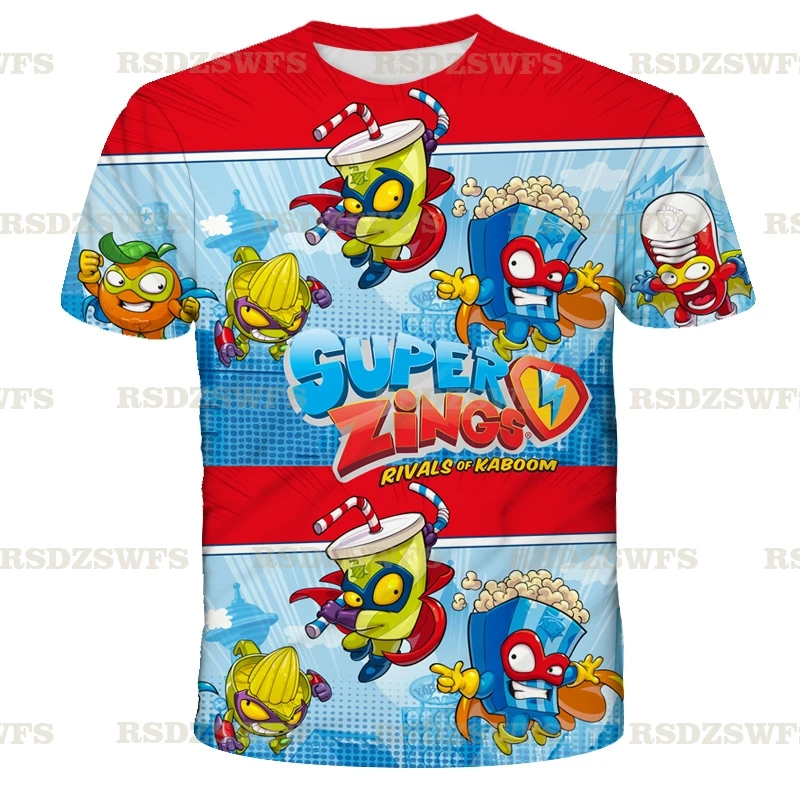 2021 Berniukų Vasaros raudona Super Zings Serijos 4 T Shirt Baby Boy Viršūnes Bamblys Tees Vaikai Mergina Marškinėliai Superzings Vaikų marškinėliai