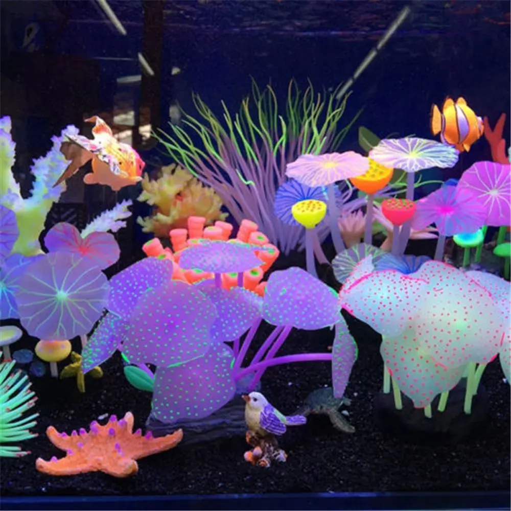 11 Lapų Silikono Akvariumas Ornamentu Dirbtinį Koralų Modeliavimas Augalų Kraštovaizdžio Žuvų Vandens Naminių Reikmenys Bako Apdaila