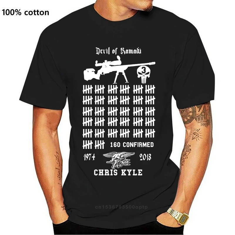 Velnias iš Ramadi T-Shirt Chris Kyle Amerikos Snaiperis CPO Spausdinti Turas Vyrų Marškinėliai Pigiai Viršuje Tee Harajuku