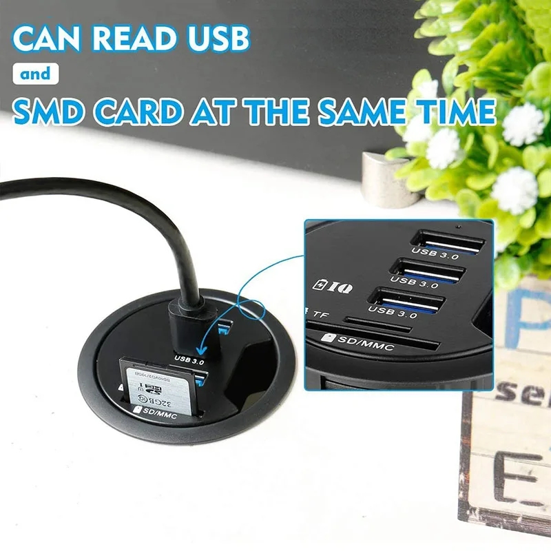 USB 3.0 HUB Adapteris Įkrovimo Mount Stalas 3/4-Port USB 3.0 Hub Su Išorės Stereo Garso Adapteris Combo, SD Kortelių Skaitytuvas