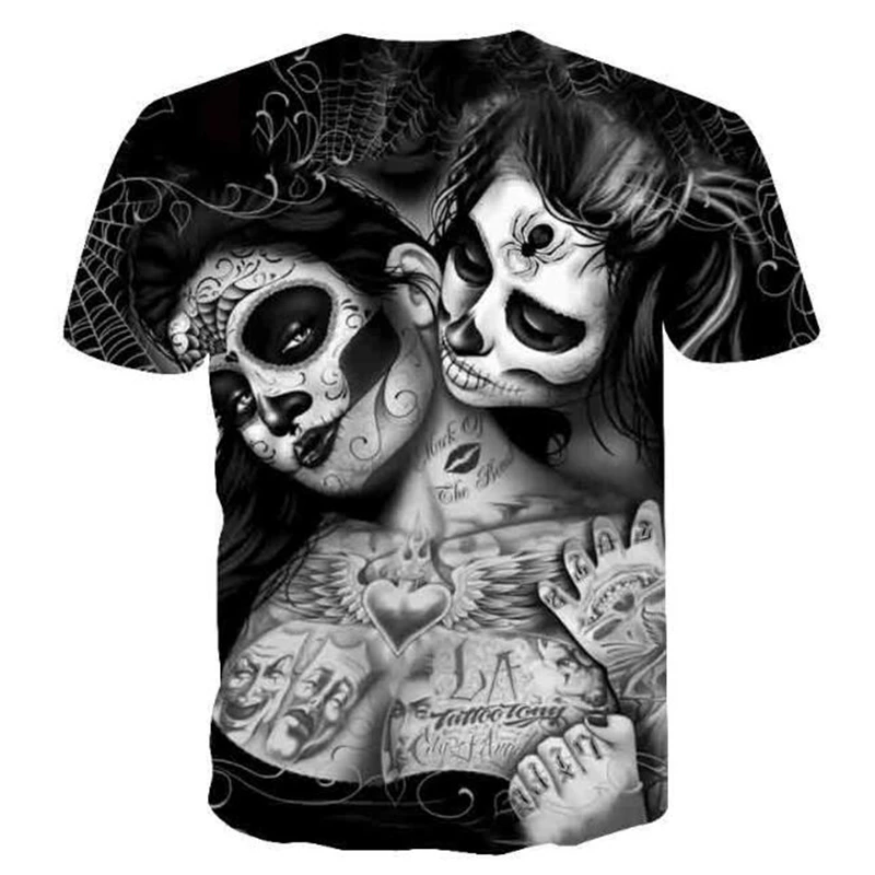 2021 m. Vasarą Vyrams marškinėliai trumpomis Rankovėmis 3D Atspausdintas Siaubo Juoda Kaukolė Serijos Negabaritinių marškinėliai Poliesteris Kvėpuojantis Viršūnes XXS-6XL