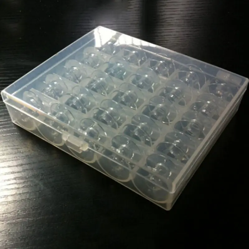 25pcs/box Core Dėžutės permatomo Plastiko Siuvimo Ritė Saugojimo Coil Ritės Siuvimo Mašina