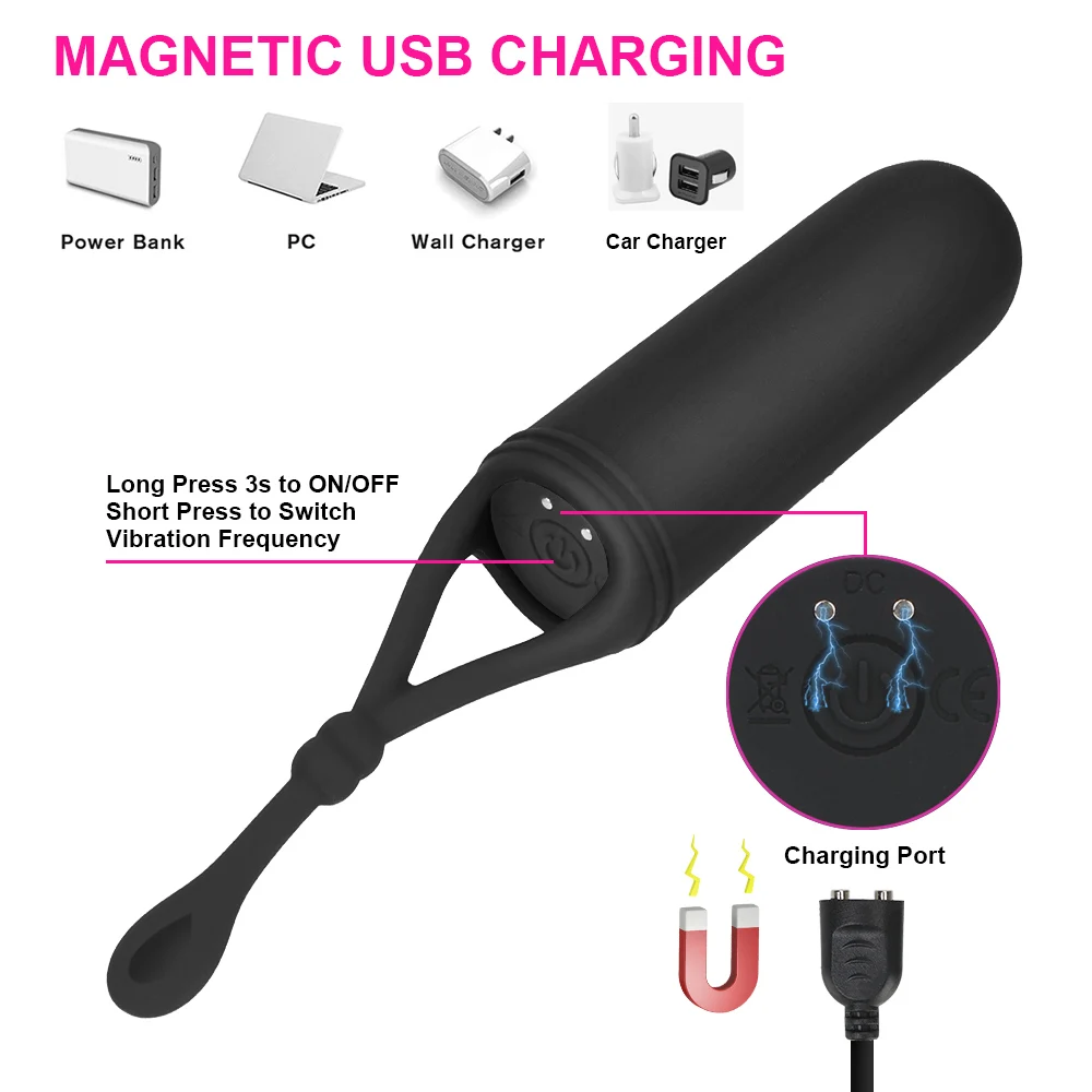 VATINE USB Magnetinio Įkrovimo Kulka Vibrato Klitorio Stimuliacija, Sex Parduotuvė, Sekso Žaislai Moterims, 10 Greičio r G-spot Massager