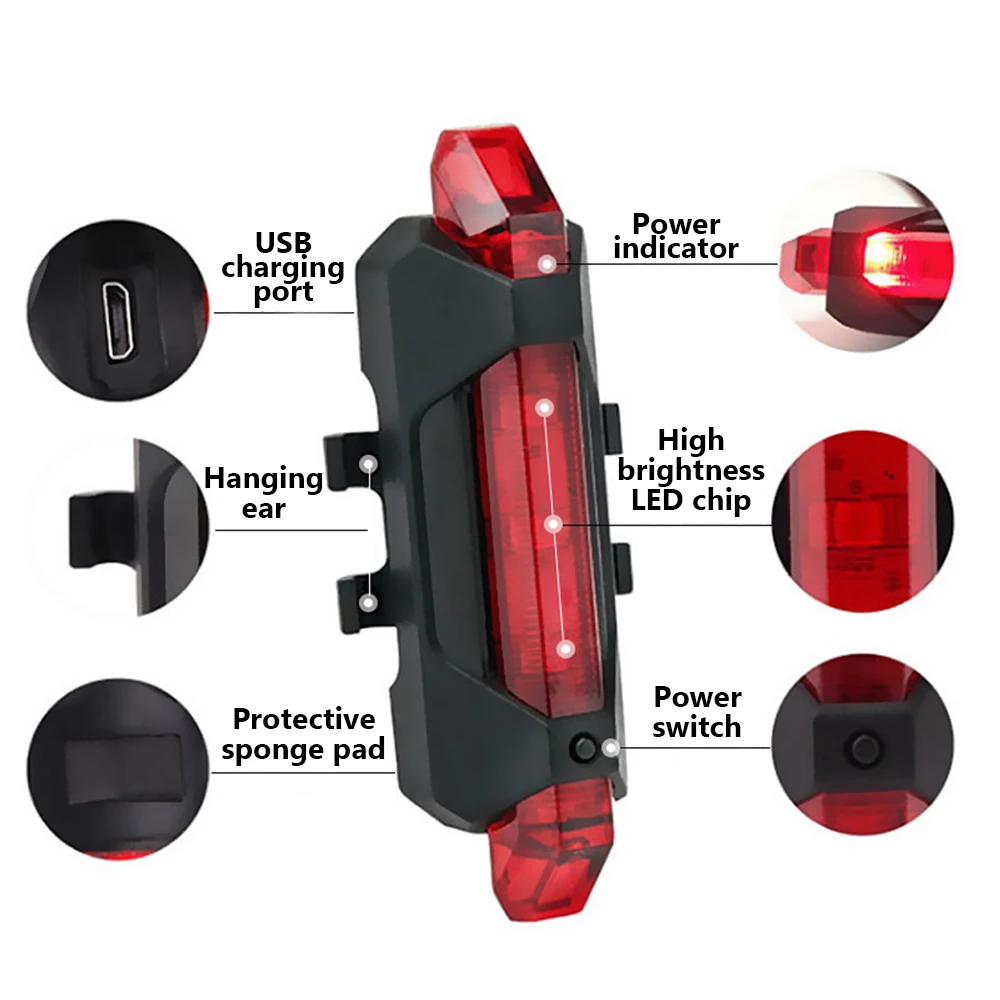Dviratis Dviračio Šviesos diodų (LED) užpakalinis žibintas Galiniai Saugos Įspėjimas Dviračių Nešiojamų Šviesos USB Stiliaus Įkrovimo Dviračių Priedai Karšto
