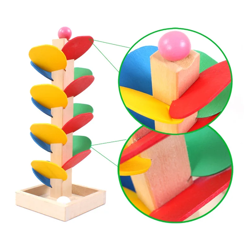 Montessori Medinių Bėgių Statyba Blokai Žaislai Vaivorykštė Medis Kamuolys Griovimo Lapai Bokštas Kamuolys Žaidimas Childer Kūdikių Švietimo Žaislai