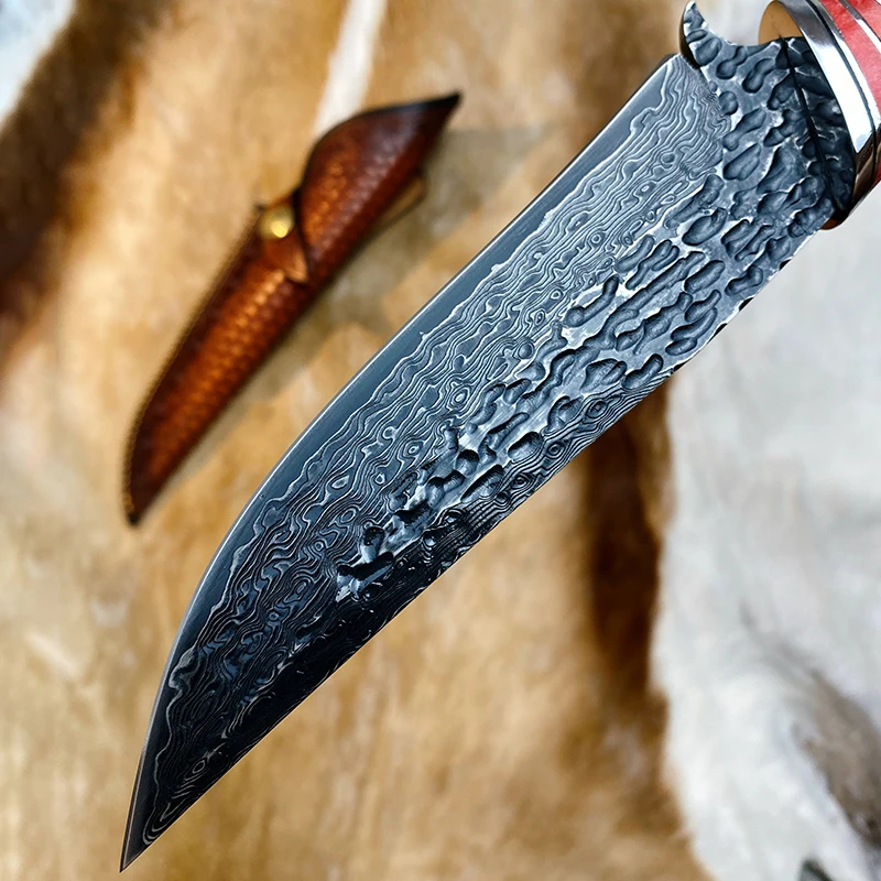 Aukštos kietumas 60 HRC rankų darbo VG10 Damaske lauko medžioklės peilis ebony rankena taktinis peilis, su oda atveju EDC įrankis