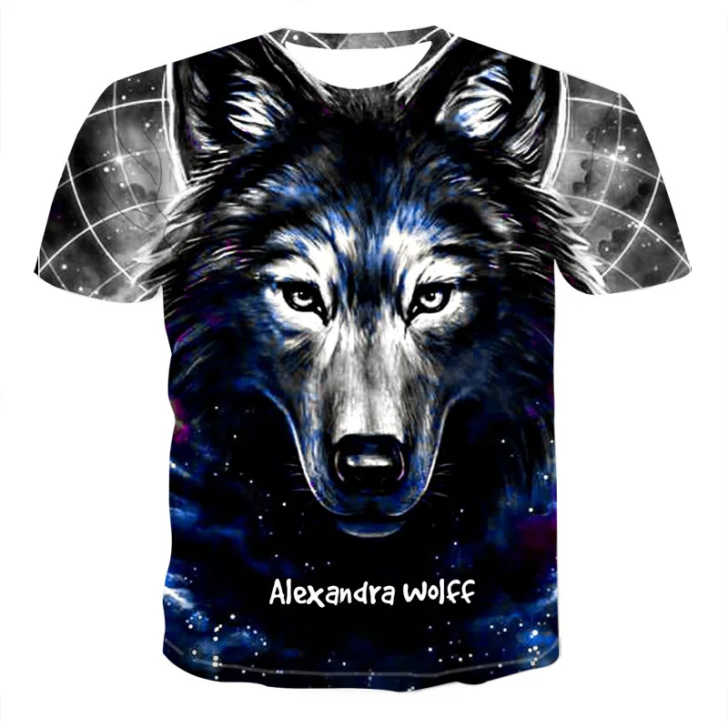 2020 naujas Vasaros mados T-shirt Vyrai Streetwear Apvalios Kaklo trumpomis Rankovėmis Tees Juokinga Gyvūnų Vyrų Drabužiai Atsitiktinis Wolf 3D Spausdinimo Viršūnės