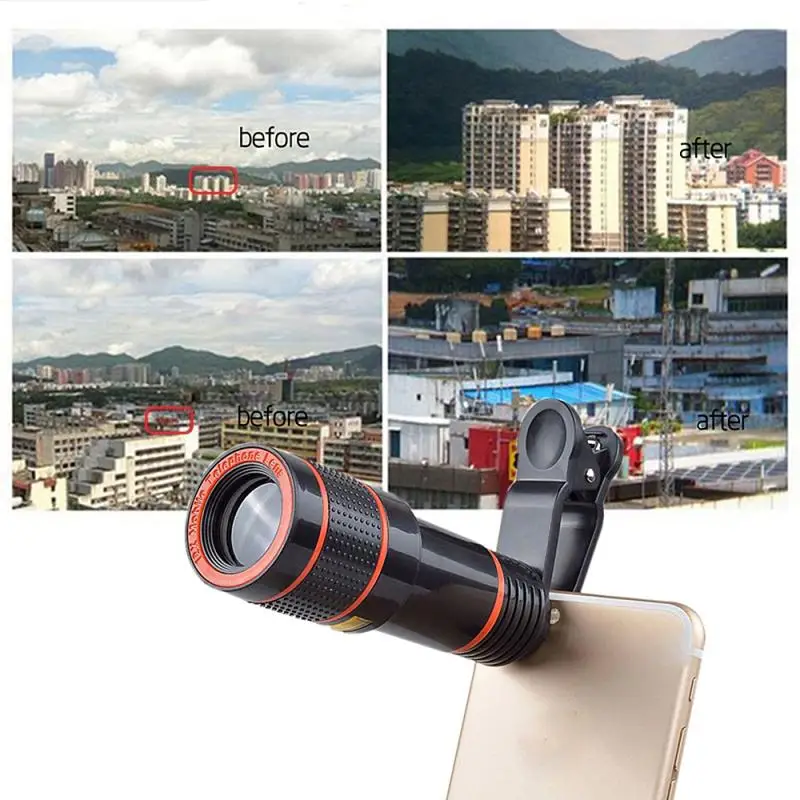 8X 12X Teleskopo Objektyvą Monokuliariniai Mobiliojo Telefono vaizdo Kameros Lęšis IPhone Samsung 