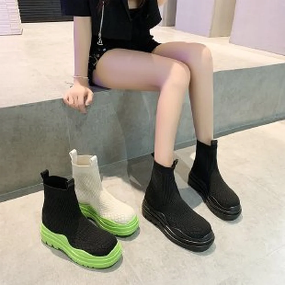 OLOMLB moterų batai rudenį 2021 naujų akių orui batai moterų vidutinio kulno batų kolegija stiliaus studentų kojinės, batai, tėvas batai