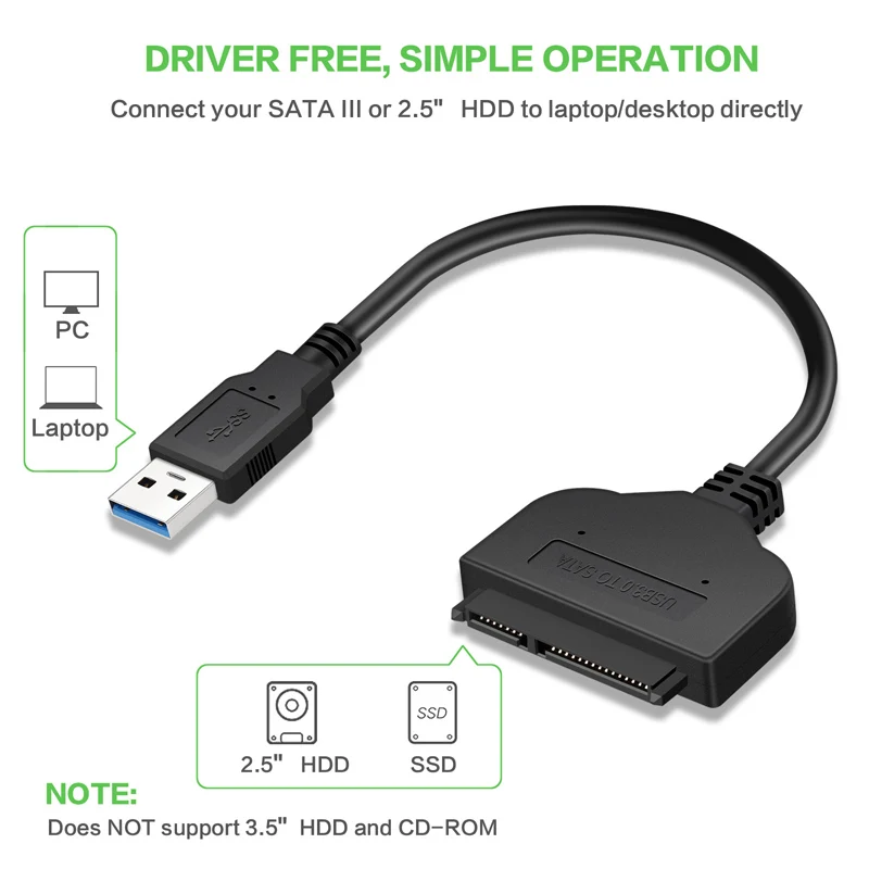 SATA USB3.0 Adapterio Kabelį Konverteris 22pin 2,5 colių HDD SSD Kietąjį Diską Laptopo SATA 3.0 Adapteris Kabelis USB 3.0 Kabeliai SATAIII