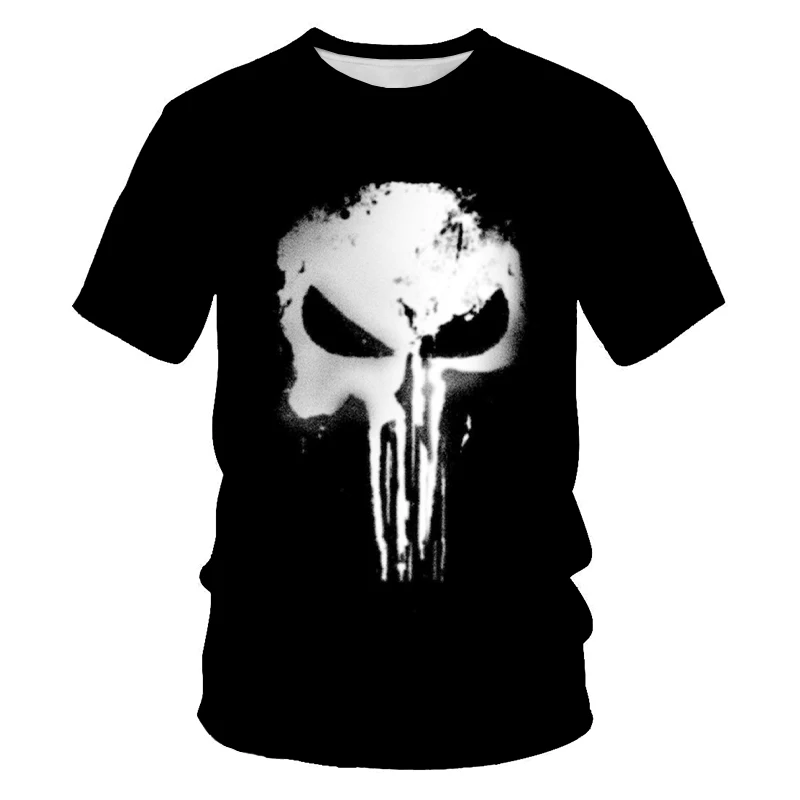 2021 naujas 3D spausdinimo poveikis vyriški t-shirt siaubo kaukolė trumparankoviai 3D apvalios kaklo siaubo kaukolė marškinėliai vyrų/moterų marškinėliai