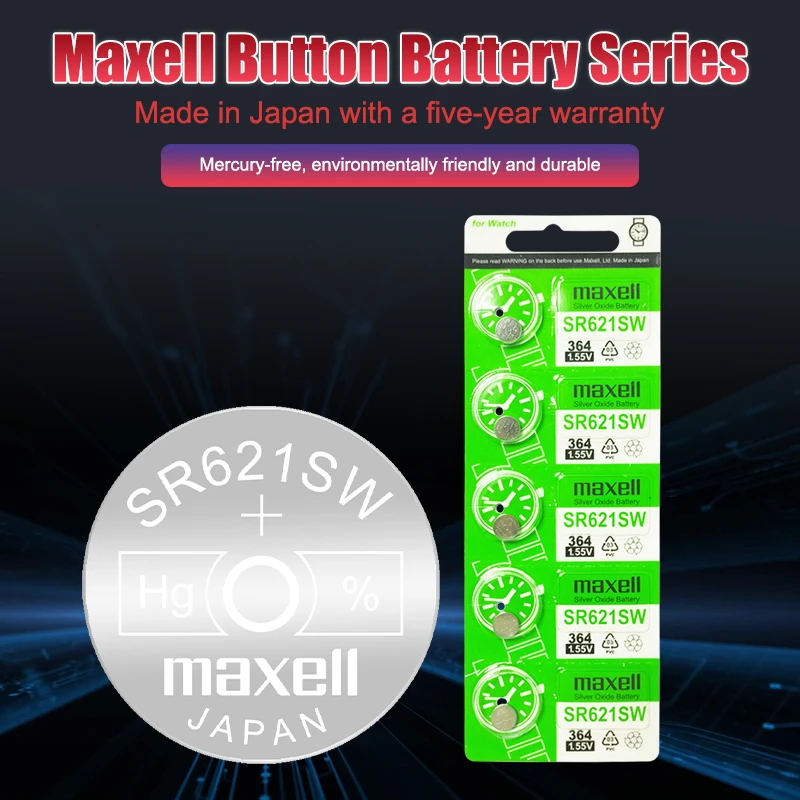 2021 Naujas 50pcs Maxell Originalus 1.55 PRIEŠ 364 SR621SW V364 SR60 SR621 1 TG Žiūrėti Baterijos Sidabro Oksido Mygtuką Monetos Elementų Baterijų