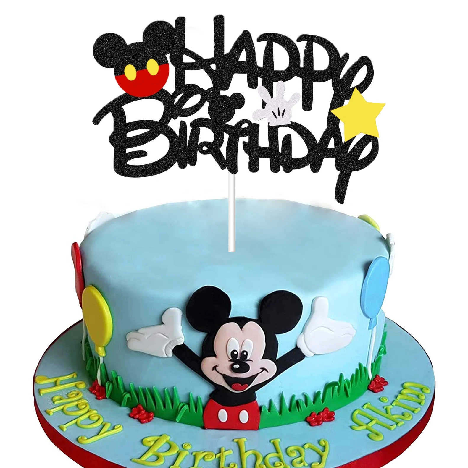 Mickey Mouse Šalies Veltinio audinio Filmukai su Gimtadieniu Tortas Topper Tortas Šaligatvio Vestuves Cupcake Dekoro Baby Shower Prekes