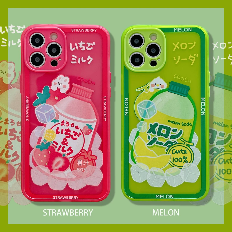 Kawaii Japonijos Vasarą Cartoon Vaisių Gėrimas, Telefono dėklas Skirtas iPhone 12 11 Pro Max X Xs Max Xr 7 8 Plus SE 2020 Atvejais, Minkštos TPU Dangtis