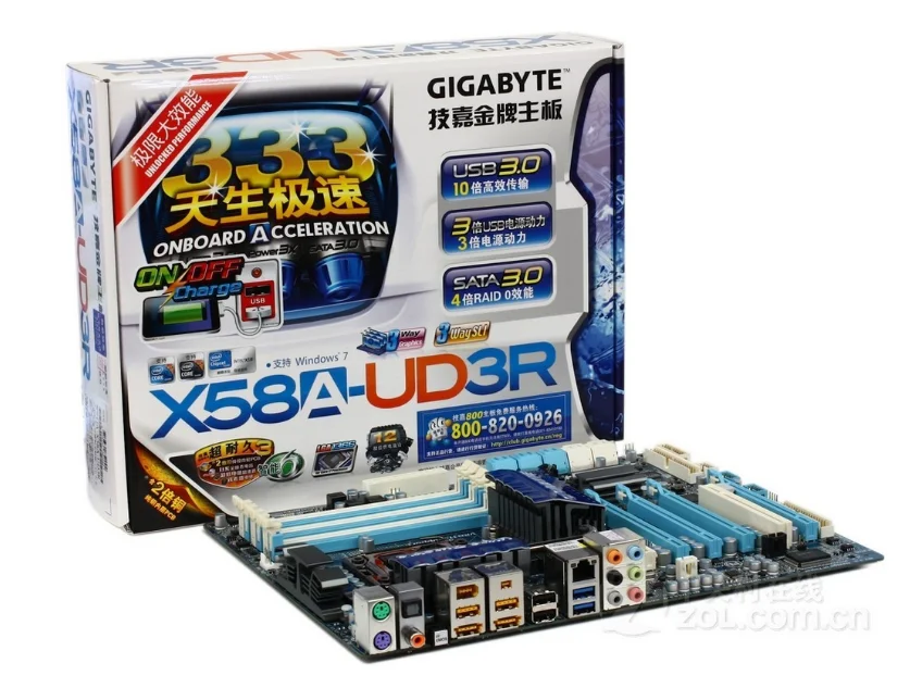 Gigabyte GA-X58A-UD3Rused originalus plokštė LGA 1366 X58 DDR3 ISB2.0 USB3.0 X58A-UD3R X58 Darbastalio plokštė