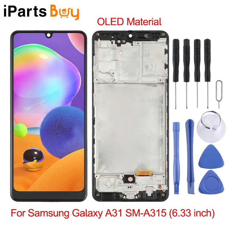 IPartsBuy Samsung Galaxy A31 SM-A315 OLED Medžiagos Ekranu ir skaitmeninis keitiklis Visą komplektuojami su Rėmo (6.33 colių)