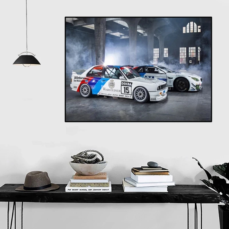 Modernus BMW automobilių plakatai ir spausdina, superautomobilį M6 E30 lenktynių drobės sienų dekoravimo kambarį miegamasis
