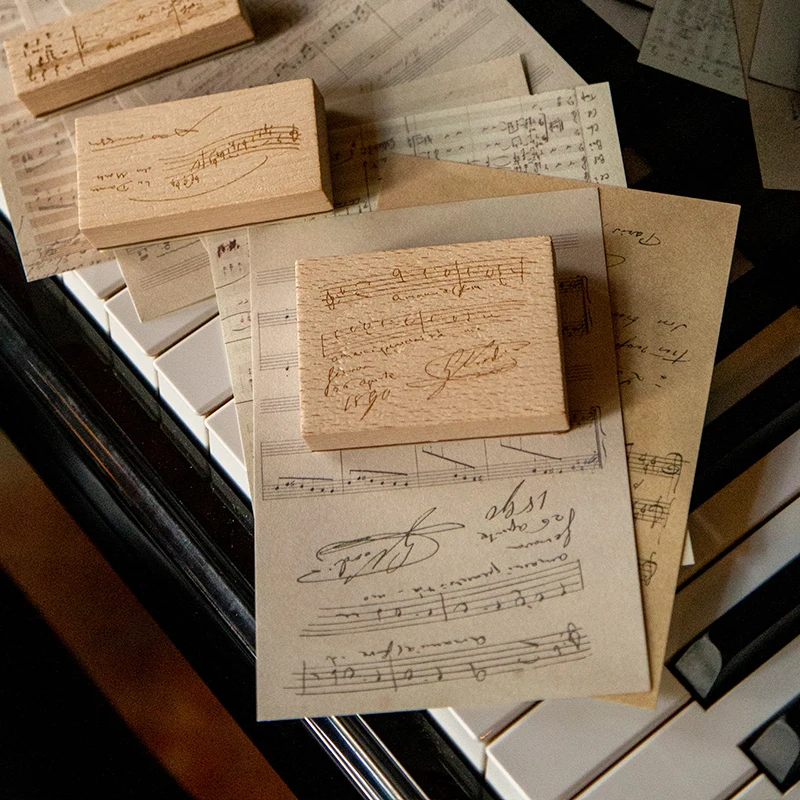 XINAHER Senovinių muzikos rankraščių apdailos antspaudas medinių antspaudų už scrapbooking kanceliarinės prekės 