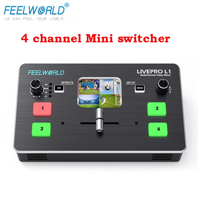 FEELWORLD LIVEPRO L1 Switcher Multi-formato Vaizdo Maišytuvas, 4 kanalų HD HDMI Switcher-suderinama įėjimai Realiu Laiku Transliacija