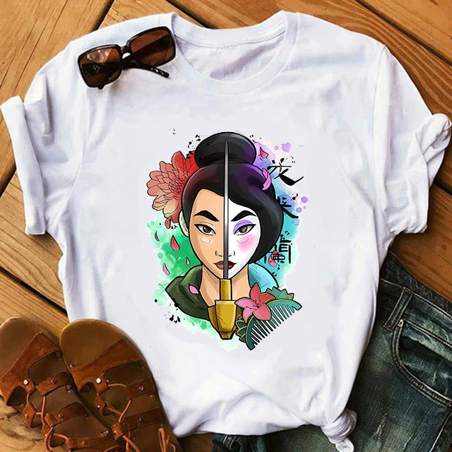 Moterų marškinėliai Mados Mulan spausdinti marškinėliai Mergina Drabužius Summer Tee Marškinėliai Moterims Plius Dydis Vasaros Marškinėliai Animacinių filmų