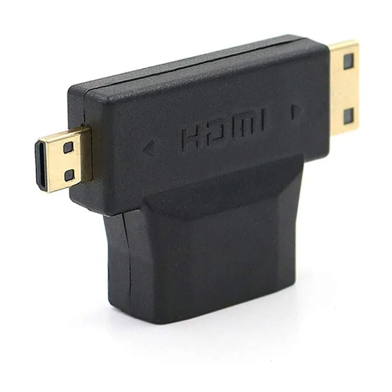 Naujas 3 in1 Micro HDMI Suderinamus vyras + Mini HDMI male HDMI 1.4 Female Kabelio Adapteris Keitiklis HDTV 1080P HDMI Kabeliai
