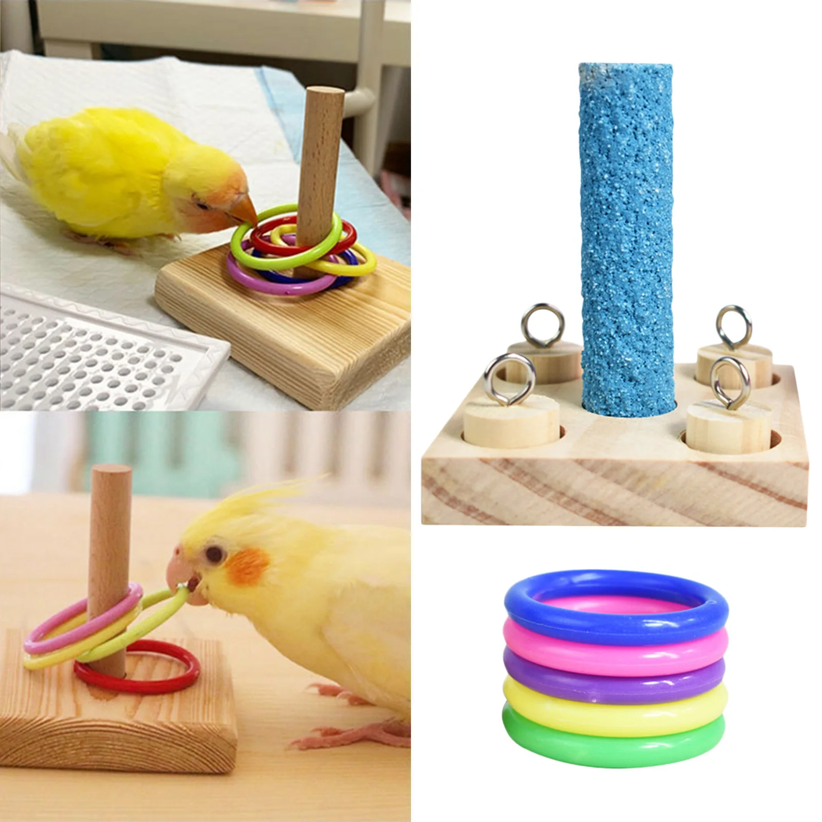 Medinis Paukštis Švietimo Žaislai, Mažos ir Vidutinės Papūga Žvalgybos Mokymo Žaislai Lovebird Papūga Cockatiel Budgie (Žiedai Žaislai)