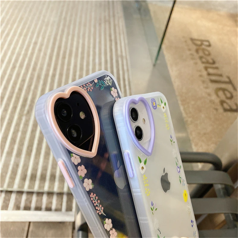 Mielas Mažai Gėlių, Telefono dėklas Skirtas iPhone 11 Pro Max XR XS Max X 7 8 Plus SE 2020 m. 12 Mini Meilės Širdis Minkšta Skaidrus galinis Dangtelis