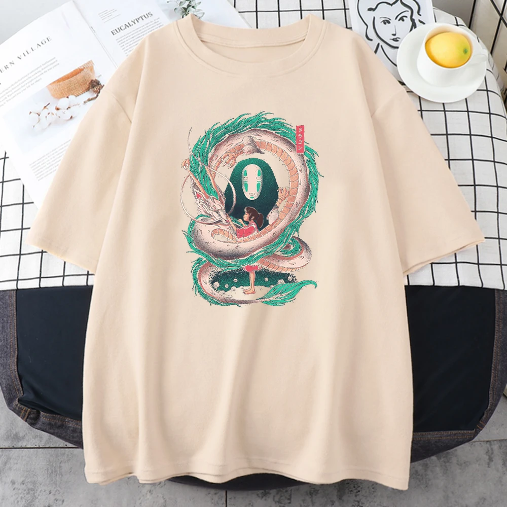 Spirited Away Anime moteriški Marškinėliai Harajuku INS Mados Marškinėliai korėjos Stiliaus Viršūnes 2021 M. Vasarą Minkštas Moterų Black T Shirts