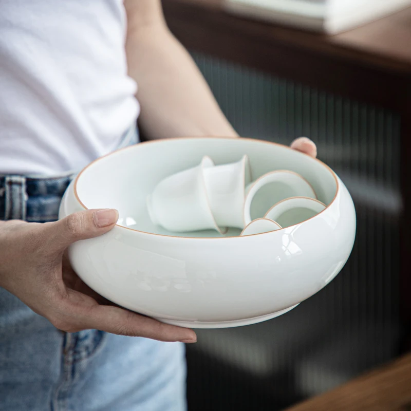 Japonų Stiliaus Balta Arbata Plauti Priedai Didelės Porceliano Arbatos Plauti Dubuo Rinkinys Keramikos Jar Kinija Japonesa Te Teaware DH50CX
