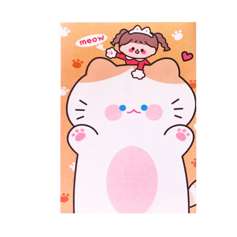 80 lapų Kawaii Laimingas katė mergina Memo Pad N Kartų Sticky Notes Memo Notepad mielas planuotojas lipdukai Žymą Raštinės Reikmenys