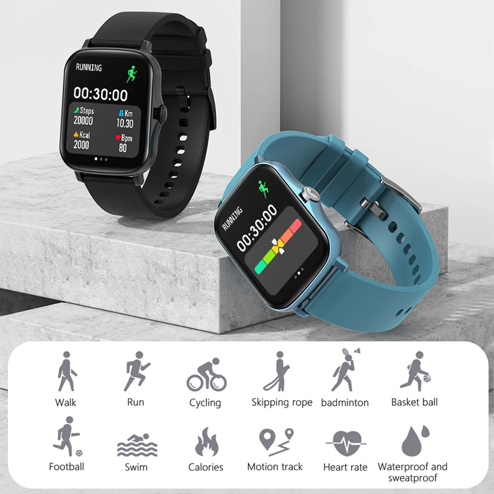 2021 Top1 Smart Watch Vyrų, Moterų Plius 1.69 cm Full Touch Fitness Tracker 190mAh Ilgas Baterijos Smartwatch