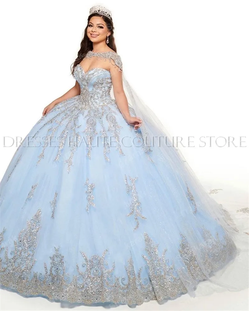 Dangus Mėlynas Kamuolys Suknelė Quinceanera Suknelės 2021 Princesė Saldus 16 Suknelės Baigimo Chalatai vestidos de anos 15
