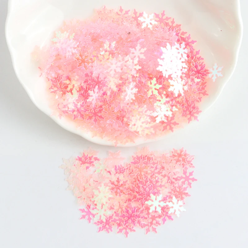 Didelis Blizgančiais 10mm Kalėdų Snaigės Paillettes Balto Sniego Gėlių Butas China Prarasti PVC Blizgučiai Paillette Pailetten Amatų 10g