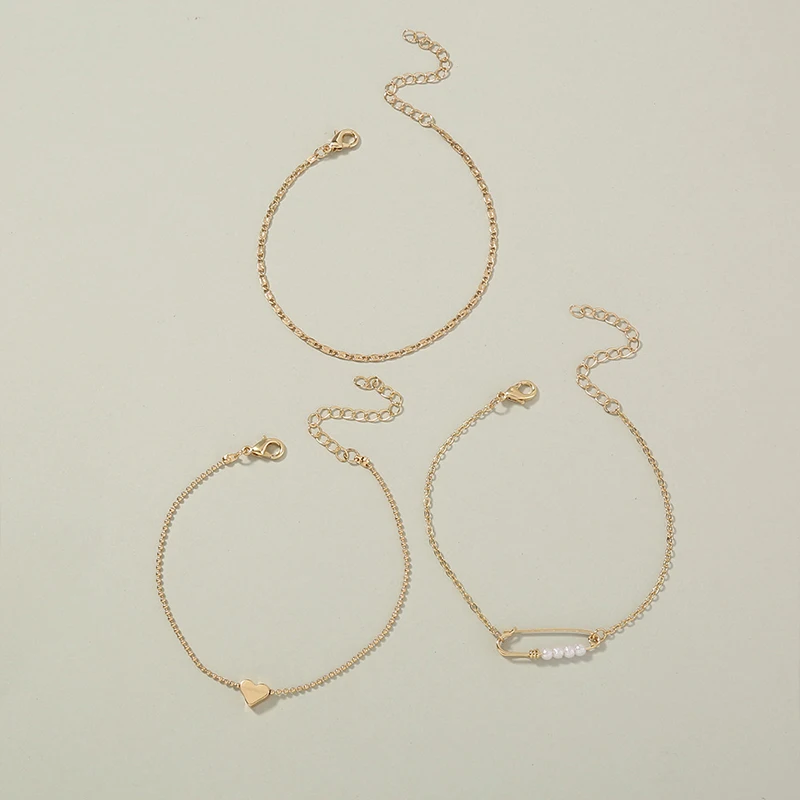 Kūrybos Multi-layer Širdies formos Pin Perlų Apyrankė Žavių Moterų Vestuvių Aukso Vertus, Grandinės Romantiška Dovana, Papuošalai
