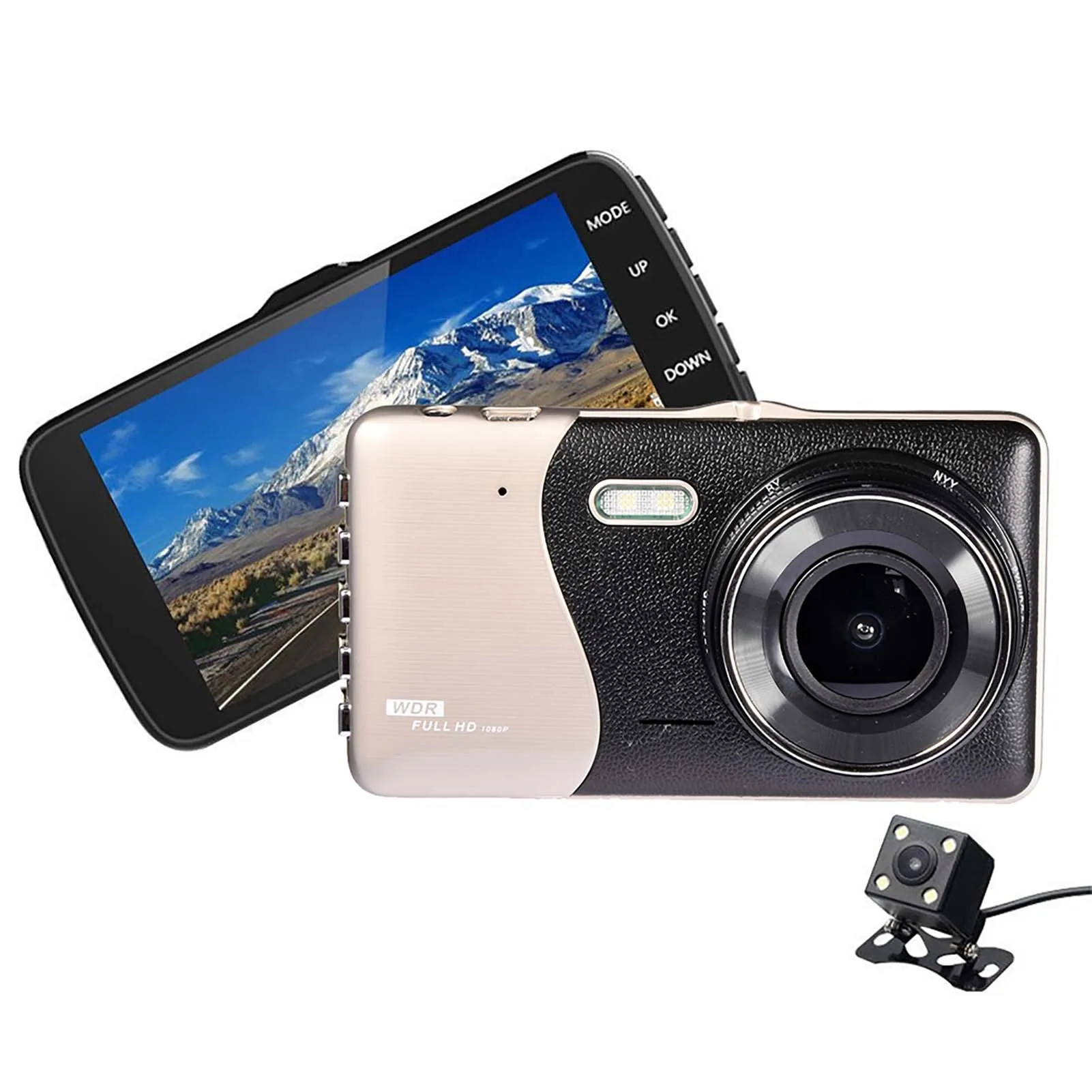 4 Colių Brūkšnys Cam Dual Lens Car DVR Saugumo Kamera Full HD 1080P Naktinio Matymo Vaizdo įrašymo G-jutiklis galinio vaizdo Stovėjimo Stebėti